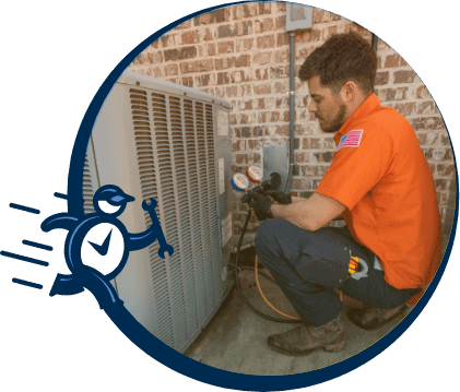 On Time Experts technician working on an HVAC and plumbing system at a McKinney, TX home